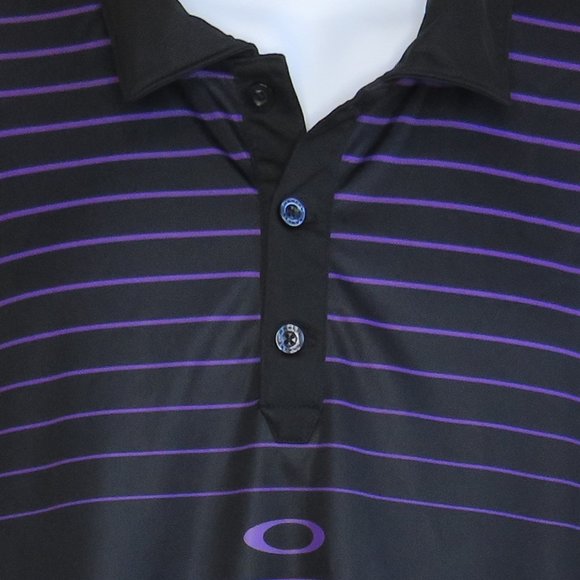 Oakley* Men's Short‎ Sleeve 3 Button Down Straight Hem Stripe Polo Shirt~ XXL - Picture 5 of 13